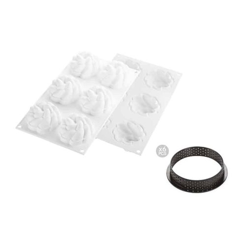 Stampo in silicone kit tarte ring fleur Silikomart Professional